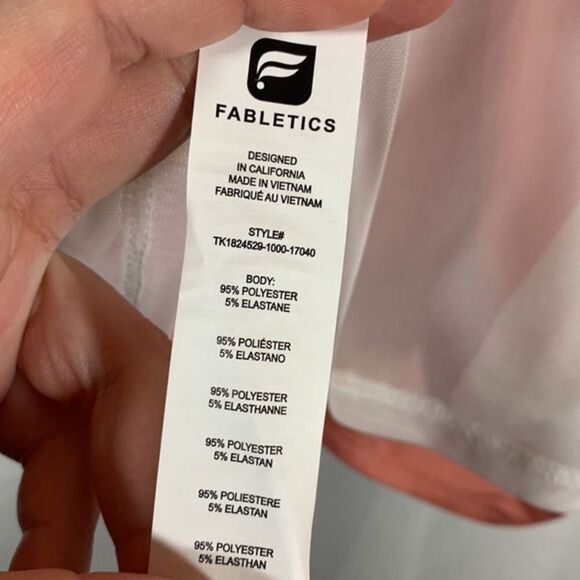 Fabletics Peach & White Mesh Athletic Workout Tank Top - Picture 6 of 7